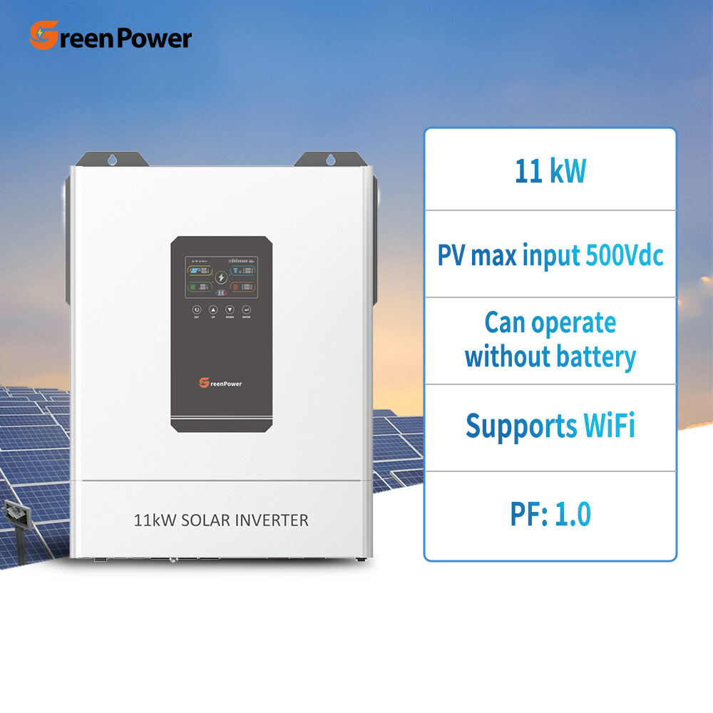 ግሪን ፓወር ሃይብሪድ ኢንቬርተር ነጠላ ደረጃ 11 ኪሎ ከግሪድ ውጪ የፀሃይ ሃይል ኢንቬንተሮች IP21 48V ሃይብሪድ ሶላር ኢንቮርተር ትይዩ ይደግፋል
