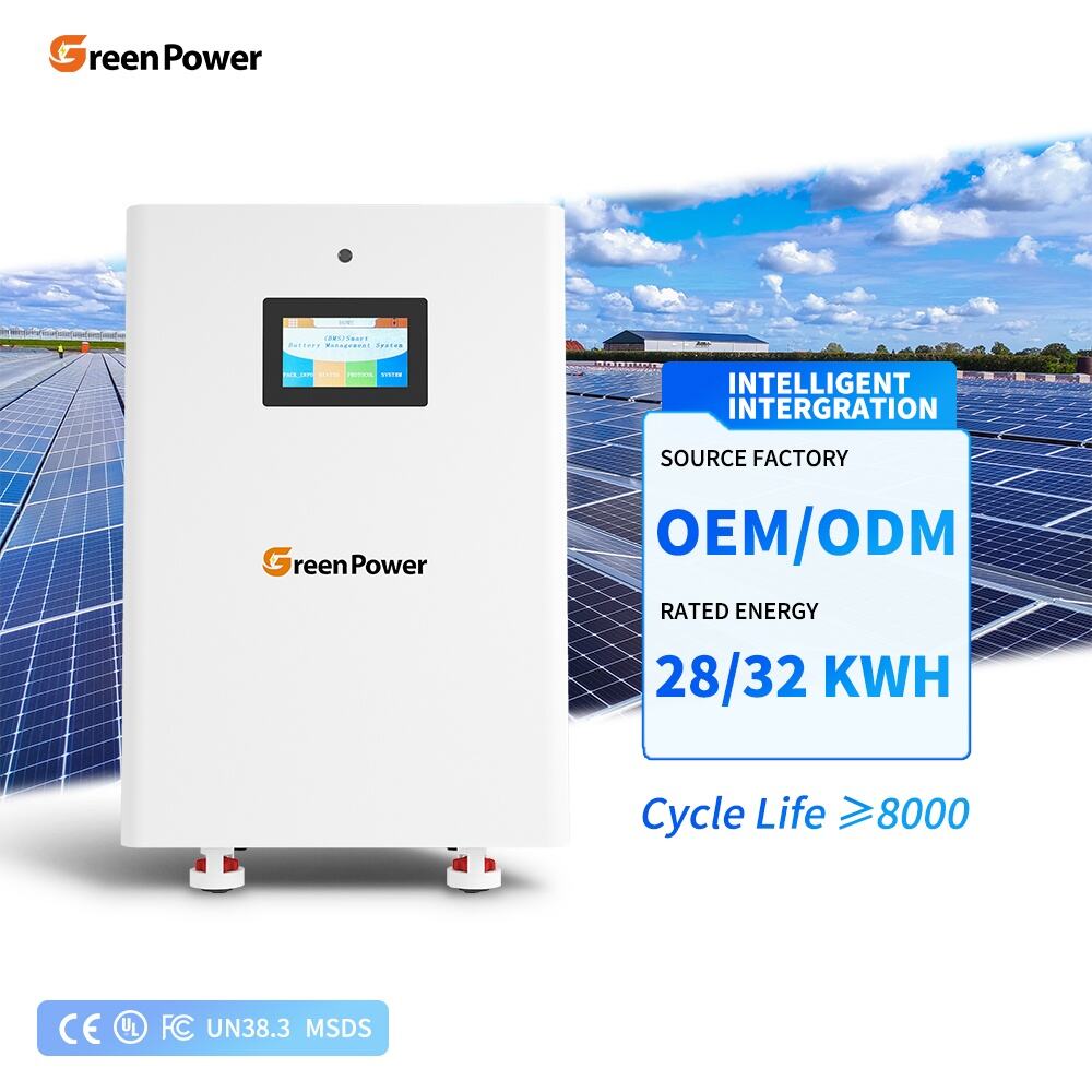 GreenPower IP20 Deep 8000Cycle 51.2V 560ah 628ah 28kWh 32kWh Ground Mounted with Smart BMS Lithium Ion Lifepo4 Solar Battery