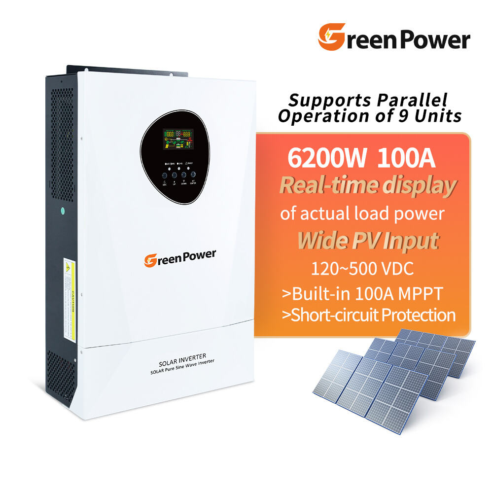 High Quality 5.5KW 6.2KW 8.6KW 11KW Hybrid Solar Inverter Inversor Solar Power System Home LCD Pure Sine Wave Output