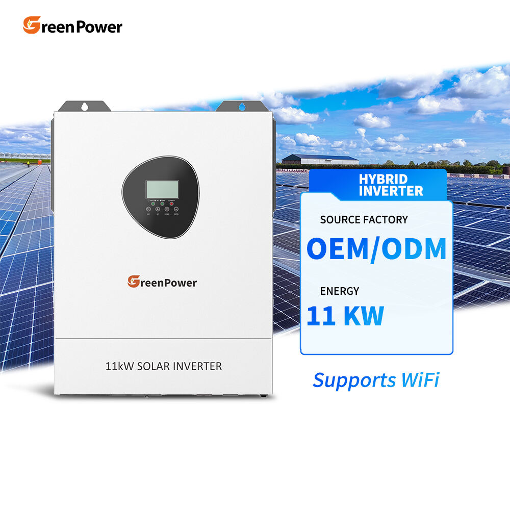 Inverter Solar Frekuensi Tinggi 11KW 48V Dwi MPPT Dibuat Khas GreenPower Fasa Tunggal On-Grid dengan Output Fasa Tunggal 50/60Hz