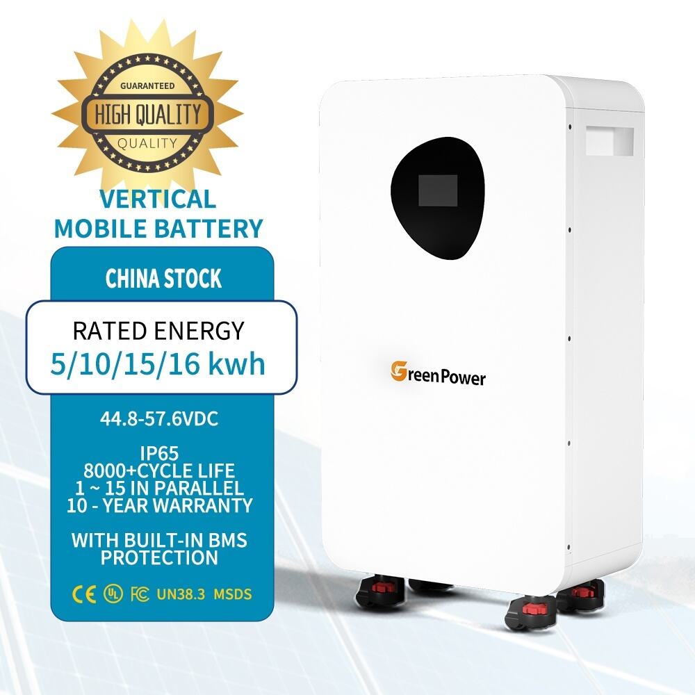 IP65 Waterproof Dustproof 15kWh 300Ah 51.2V 8000 Cycles Vertical Movable LiFePO4 Battery LFP Home Storage System Solar Energy