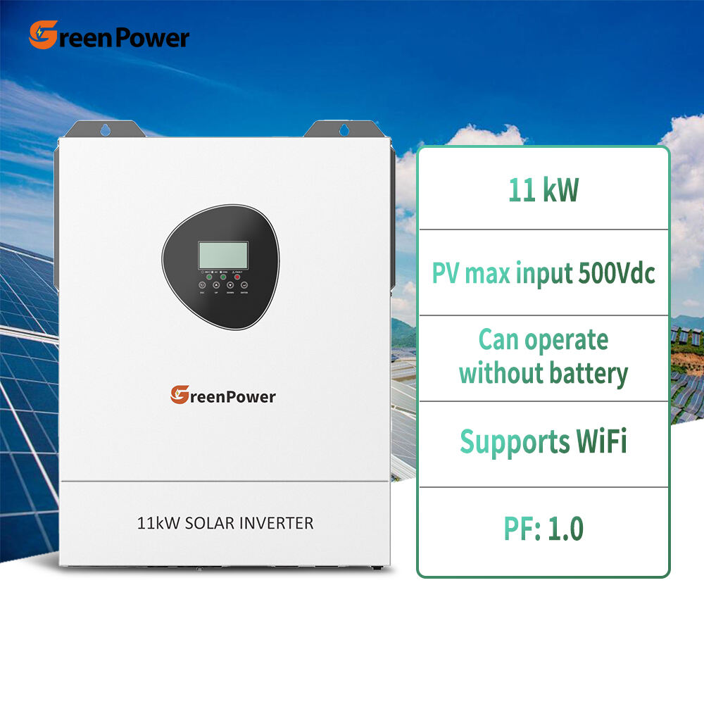 GreenPower Accetta Custom ODM ODM Touch Screen 11000w 11kw Ibrido 220vac 230vac 240vac Invertitore di accumulo solare con MPPT