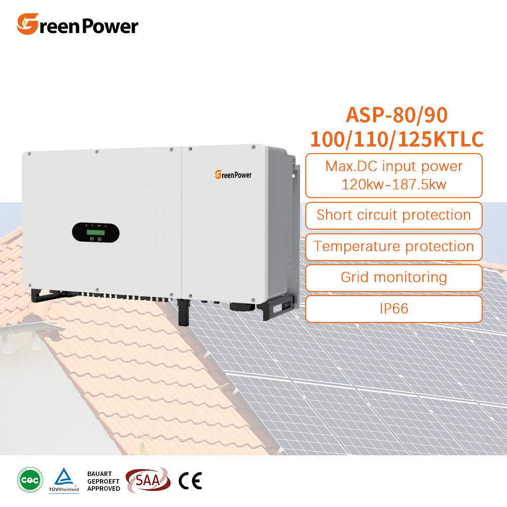 GreenPower IP66 80KW 90KW 100KW 110KW 125KW Üç Fazlı Şebeke Bağlantılı Saf Sinüs Dalgası Güneş İnvertörü MPPT Kontrollü