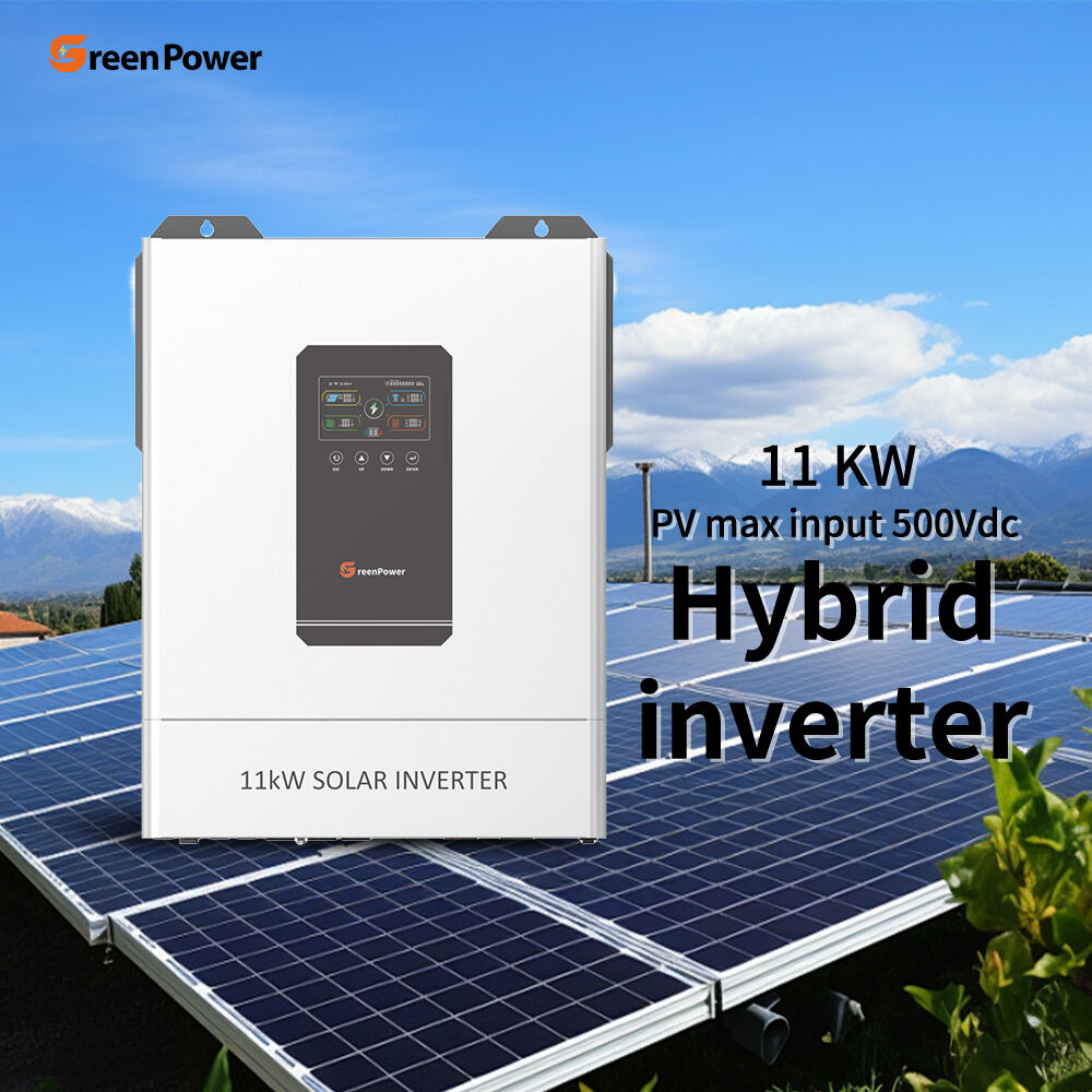 Inverter Solar Grid 11kw 11000W GreenPower Grosir Inverter Hibrid Solar Fasa Tunggal untuk Rumah Sokongan Selari OEM ODM