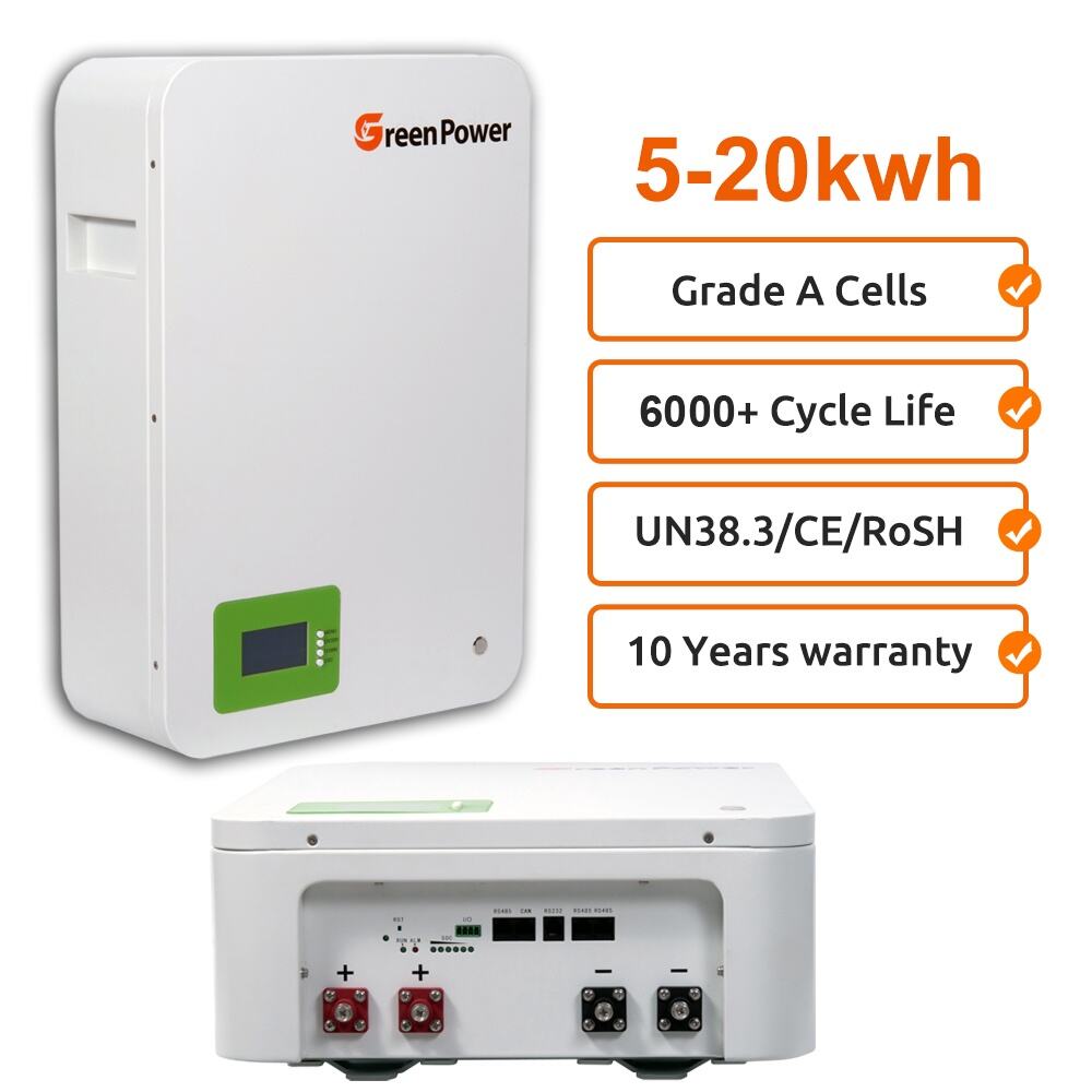8000 Kitaran Garantasi 10 Tahun 5kw 10kw Lifepo4 Bateri Dengan BMS Pintar