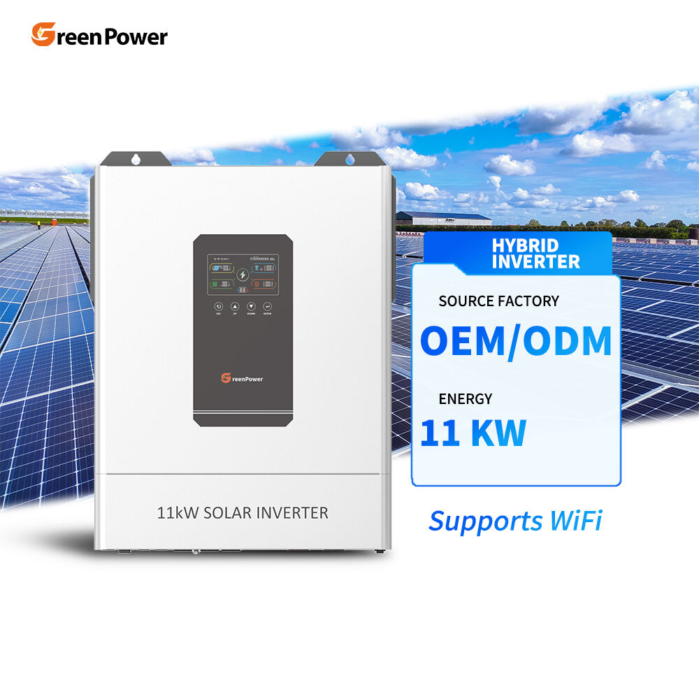 GreenPower Solar Inverter 11Kw Solar Power Hybrid on Off Grid Inverters 11000W with Wifi for Home Solar System Support Parallel