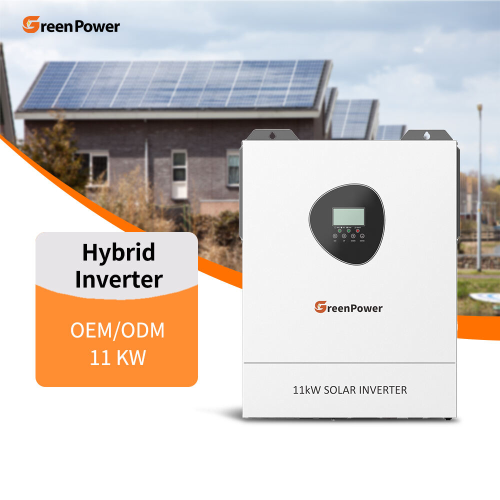 Inverter Penyimpanan Solar Hibrid Tahan Air 11000W 11kW GreenPower OEM ODM Kedap Habuk On/off-grid dengan WIFI Pilihan