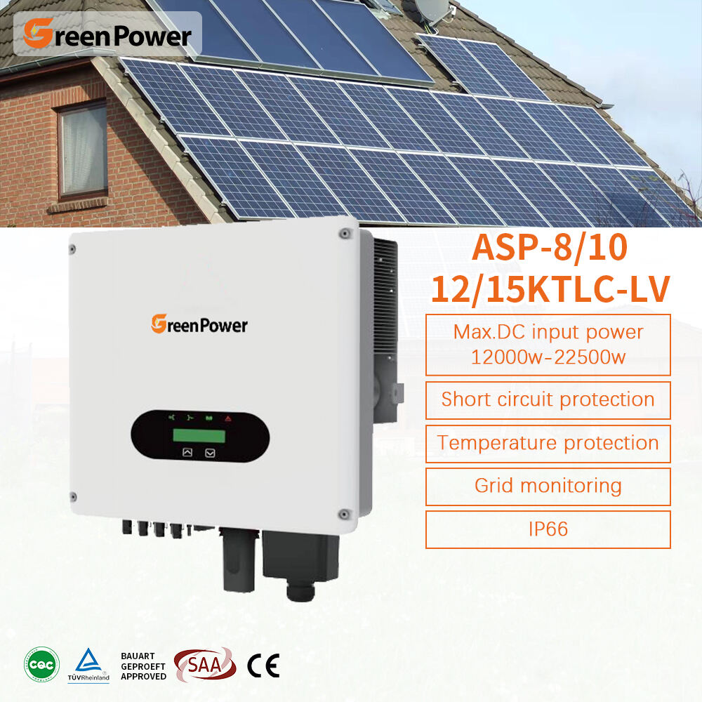 GreenPower IP66 8kw 10kw 12kw 15kw Üç Fazlı Saf Sinüs Dalgası Şebeke Bağlantılı İnvertör Güneş Sistemi İçin