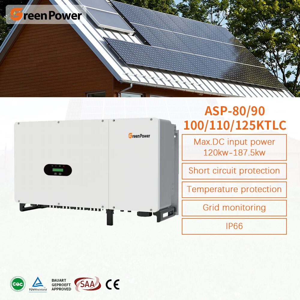 GreenPower IP66 80KW 90KW 100KW 110KW 125KW Üç Fazlı Saf Sinüs Dalgası Şebeke Bağlantılı Güneş Sistemi İnvertörü