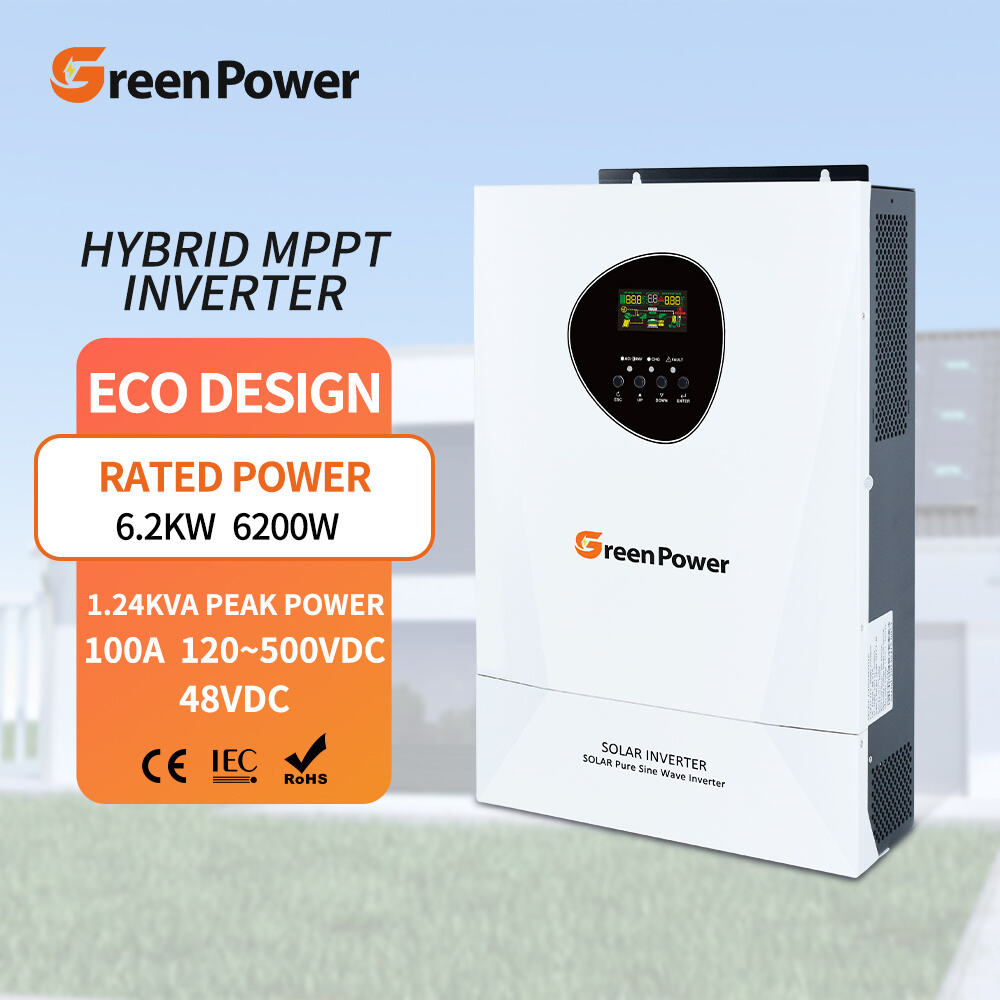 GreenPower Stock Single Phase 2KW 3KW 3.6KW 5.5KW 6.2KW 8.6KW 11KW Pure Sine Wave Output Hybrid Inverter