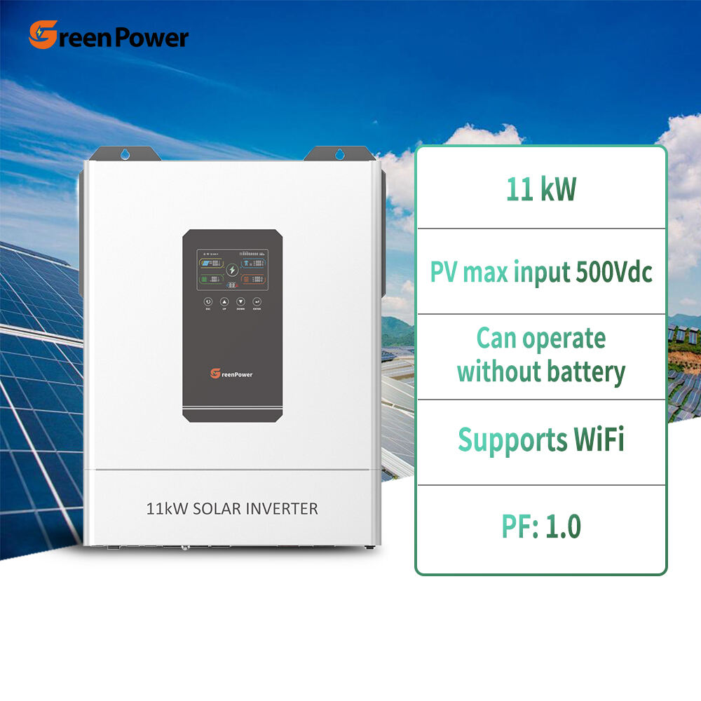 GreenPower High Frequency on Off Grid Inverter Pure Sine Wave 48V 11KW 11000w Hybrid Solar Inverter for Home Supports Parallel