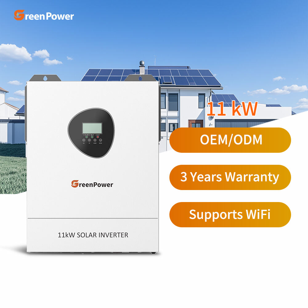 Inverter GreenPower OEM ODM Tersuai 11kW 11000w Inverter Hibrid Off-Grid 11kW Inverter Solar dengan Plugin WIFI Pilihan