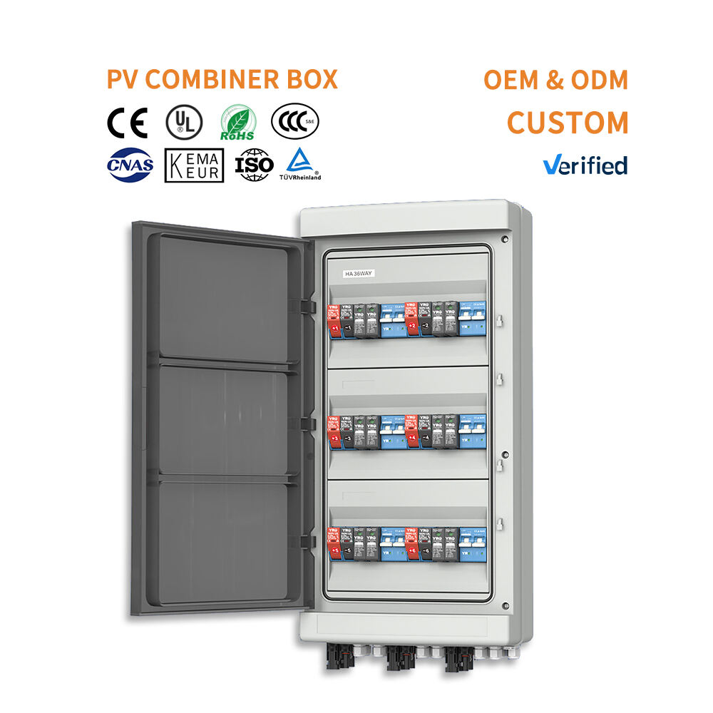 Custom DC 500/1000V Solar PV Combiner Box with Lightning Protection and Fuse Durable Waterproof Outdoor Power Distribution