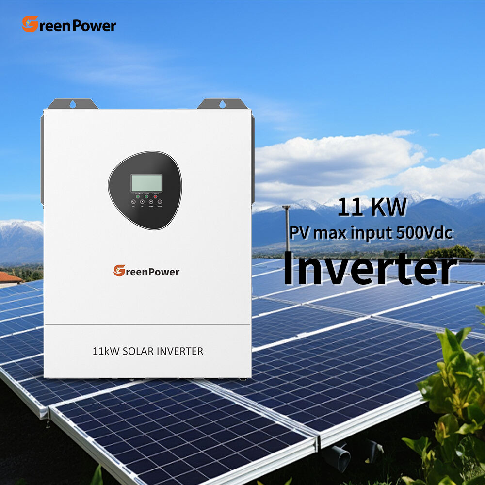 Inverter Solar Hibrid Output 11KW OEM ODM GreenPower Bersertifikat CE Gelombang Sinus Murni Grid/Off-Grid dengan MPPT & WIFI