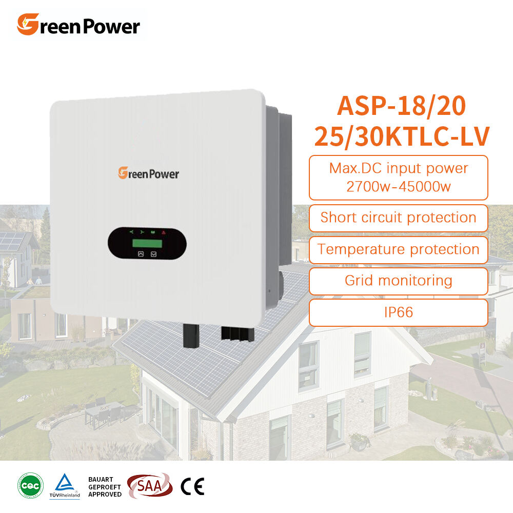GreenPower IP66 18KW 20KW 25KW 30KW Çift Çıkışlı Şebeke Bağlantılı Saf Sinüs Dalgası Güneş İnvertörü MPPT Kontrollü
