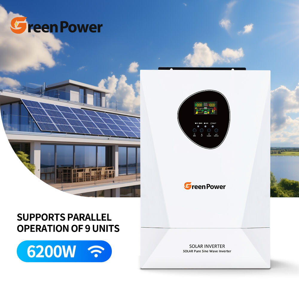 GreenPower 5.5KW 6.2KW 8.6KW 11KW on Off Grid Solar Hybrid Inverter Built in MPPT Charge Controller Hybrid Inverter Charger