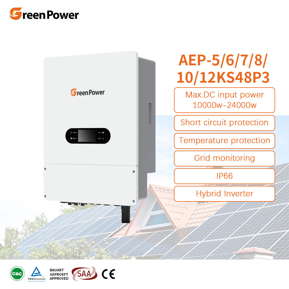 GreenPower IP66 5,5KW 6,6KW 7,7KW 8KW 10KW 12KW Inversor Solar Trifásico Híbrido de Onda Senoidal Pura com Controlador MPPT