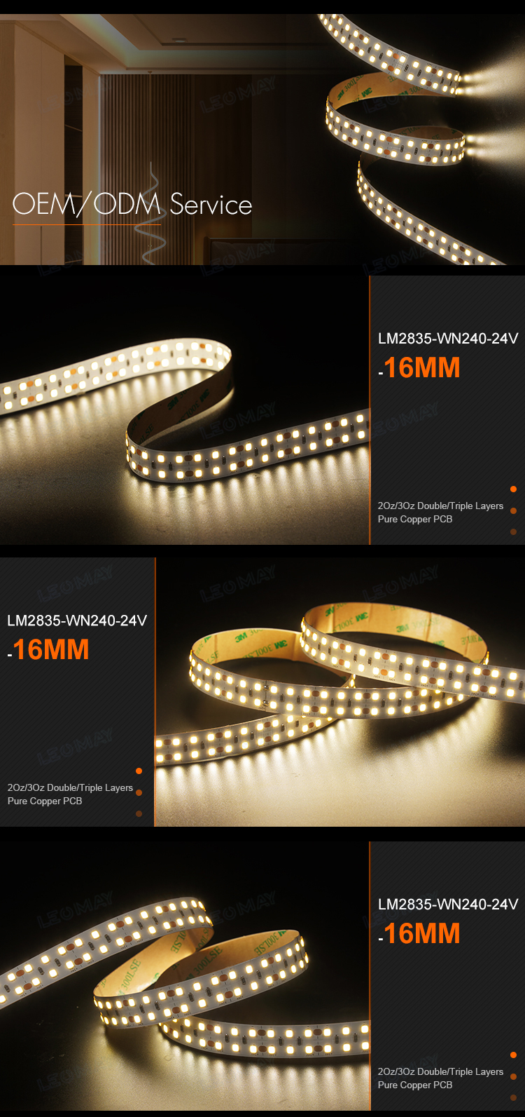 m dc24v 16mm double rows for ceiling-3