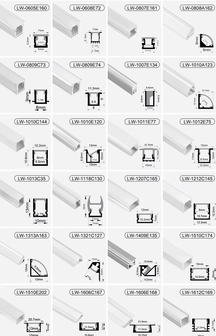 EU Direct Sales LED Strip Light 6000 Series Aluminum Alloy Housing with PC Cover Recessed Mounted LED Aluminum Profile details