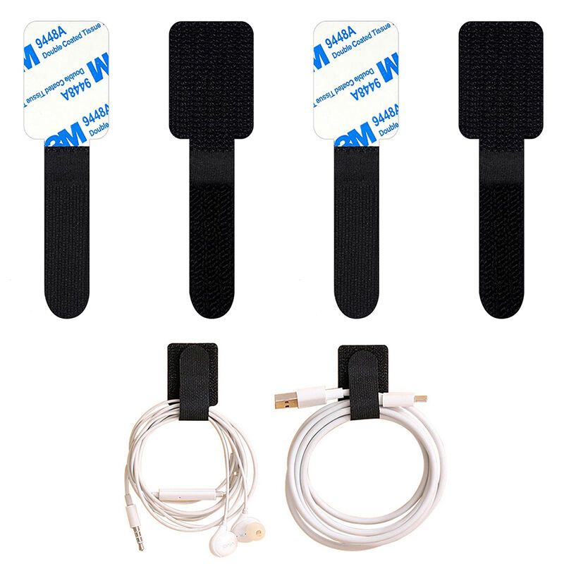 Hook and Loop Cable Ties Straps Under Desk Cable Management Adhesive Cable Clips Sticky-Back Cord Organizer for Desk Household  Office Organization