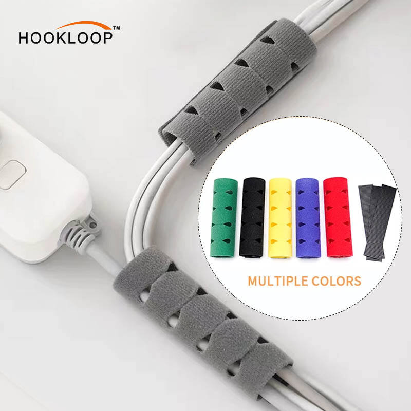 Wholesales 10*10cm Adhesive Hook and Loop Cable Clip Desk Cable Organizer Wire Management for Home Office Desk