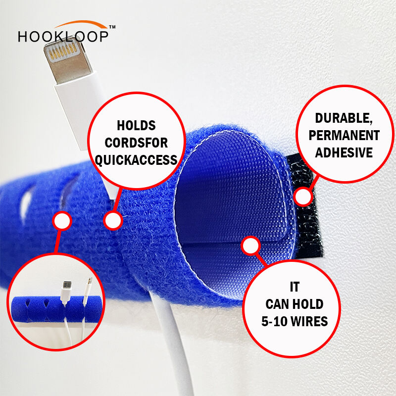 Unique Dual Function Cable Sleeve Hook Loop Cords Management Combo Holds Wires Cord Desk Organizer Wires Hook and Loop