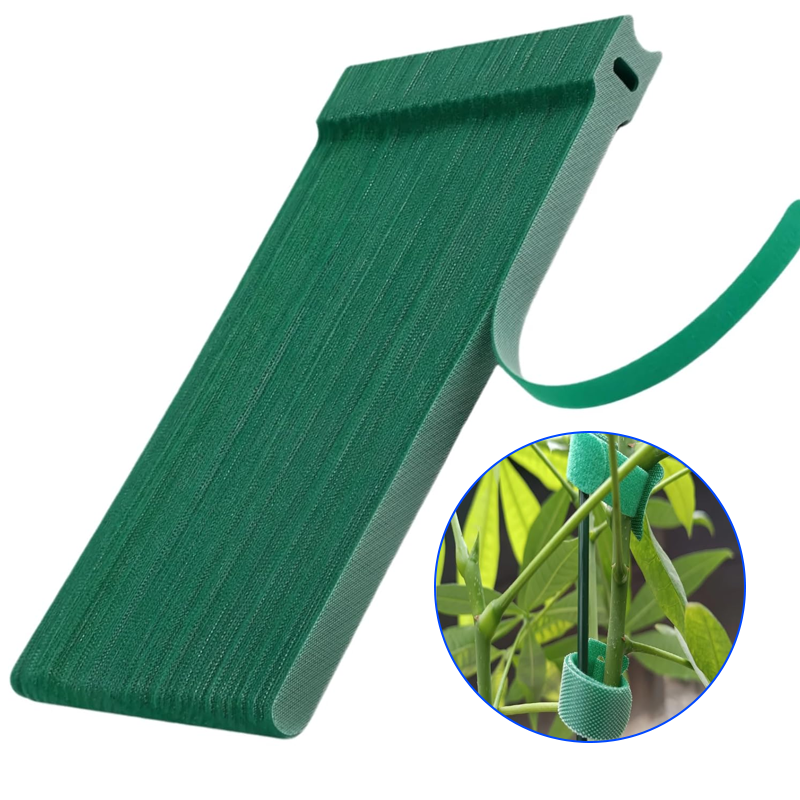 Green, Reusable, Adjustable Anti - Slip Nylon Plant Ties & Straps Featuring Hook and Loop Fasteners - Optimal for Climbing Plants Support and Christmas Garland Ties