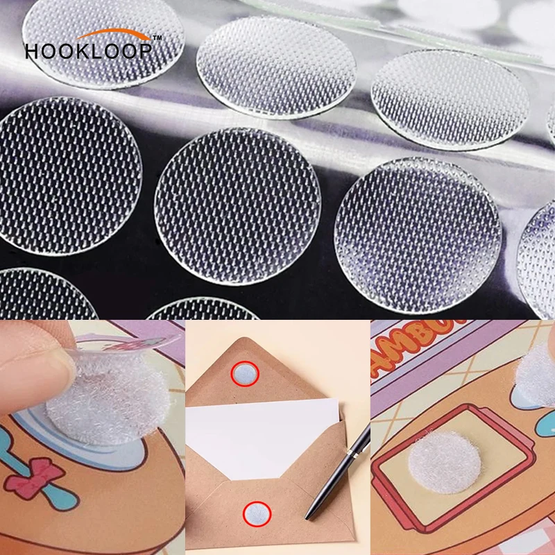 Tunn transparent prickar med lim Krok- och loopband Transparent limtejp Snabbfäste för skolsaker Lärarmedel