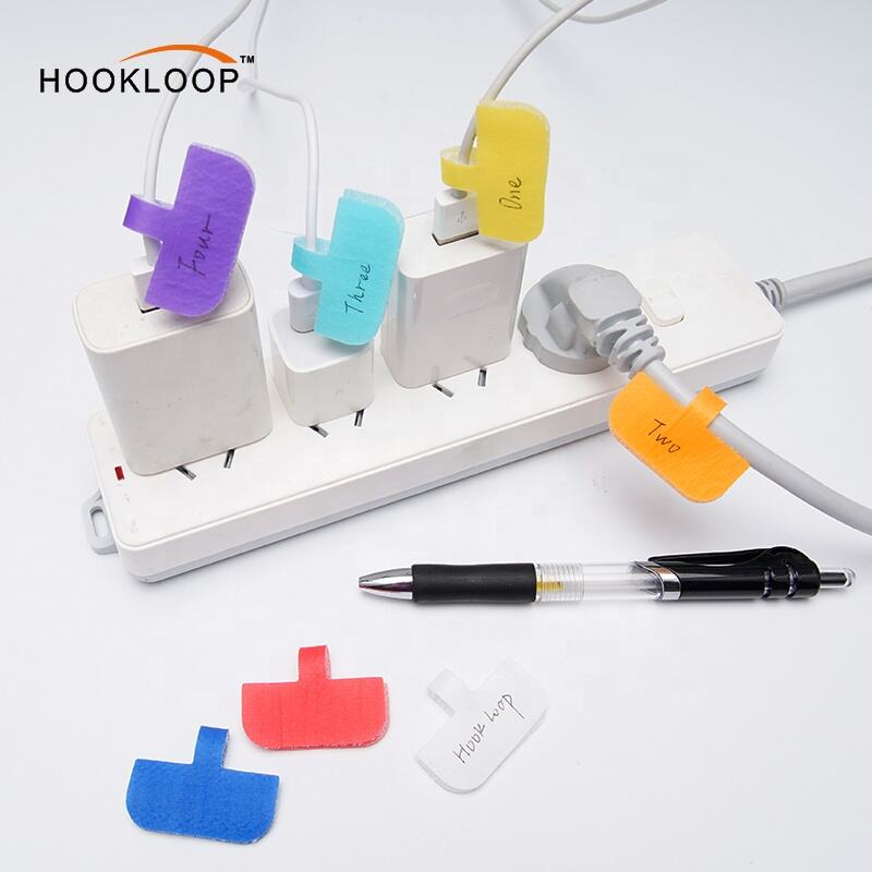 Customized Size Management Cable Labels Hook and Loop Regular Multi-Color Write on Cord Labels Wire Labels Cable Tags and Wire Tags