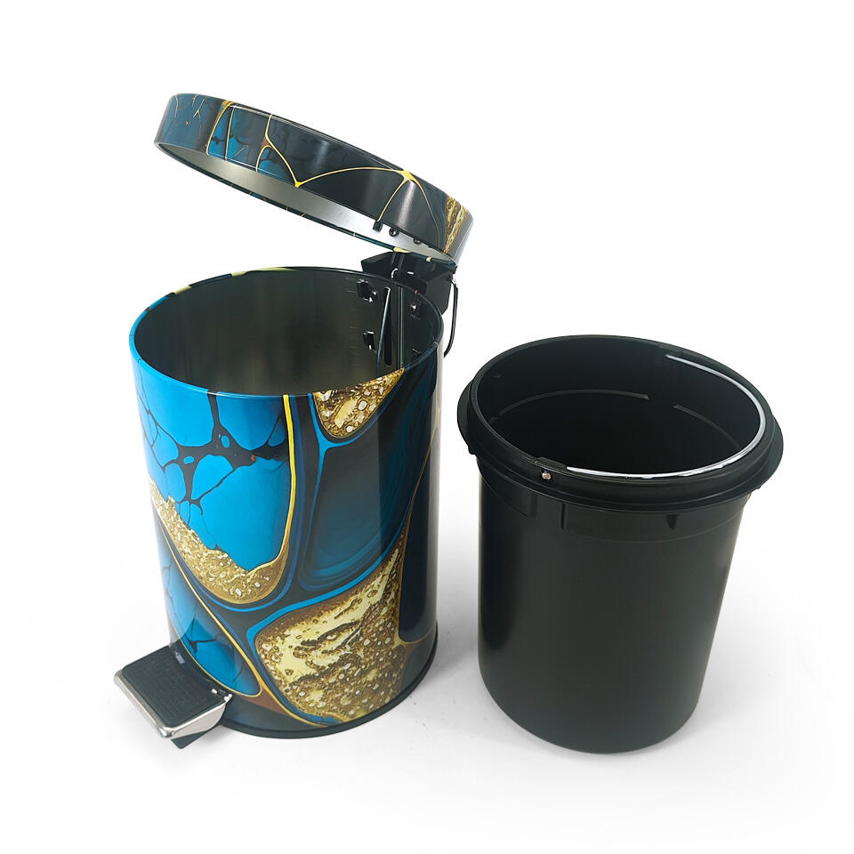 Mini 3L Round Household Trash Can with Soft-Closed Lid and Removable Inner Wastebasket Bathroom Metal Foot Pedal Trash Bin