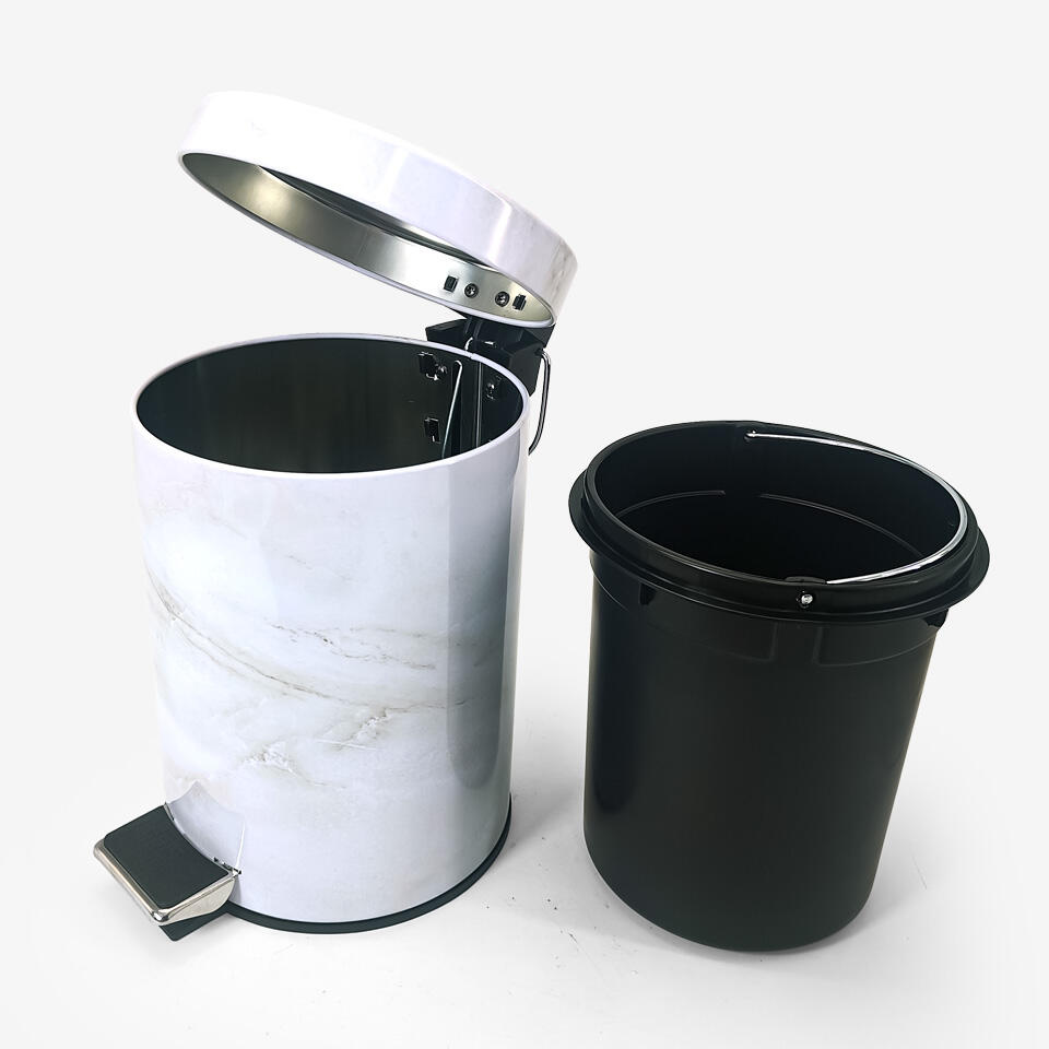Concise  Soft  Close Pedal Bin 3L 5L Metal Bin Home Office Metal Lid Bathroom Trash Bin Powder Coating Stainless Steel Dustbin