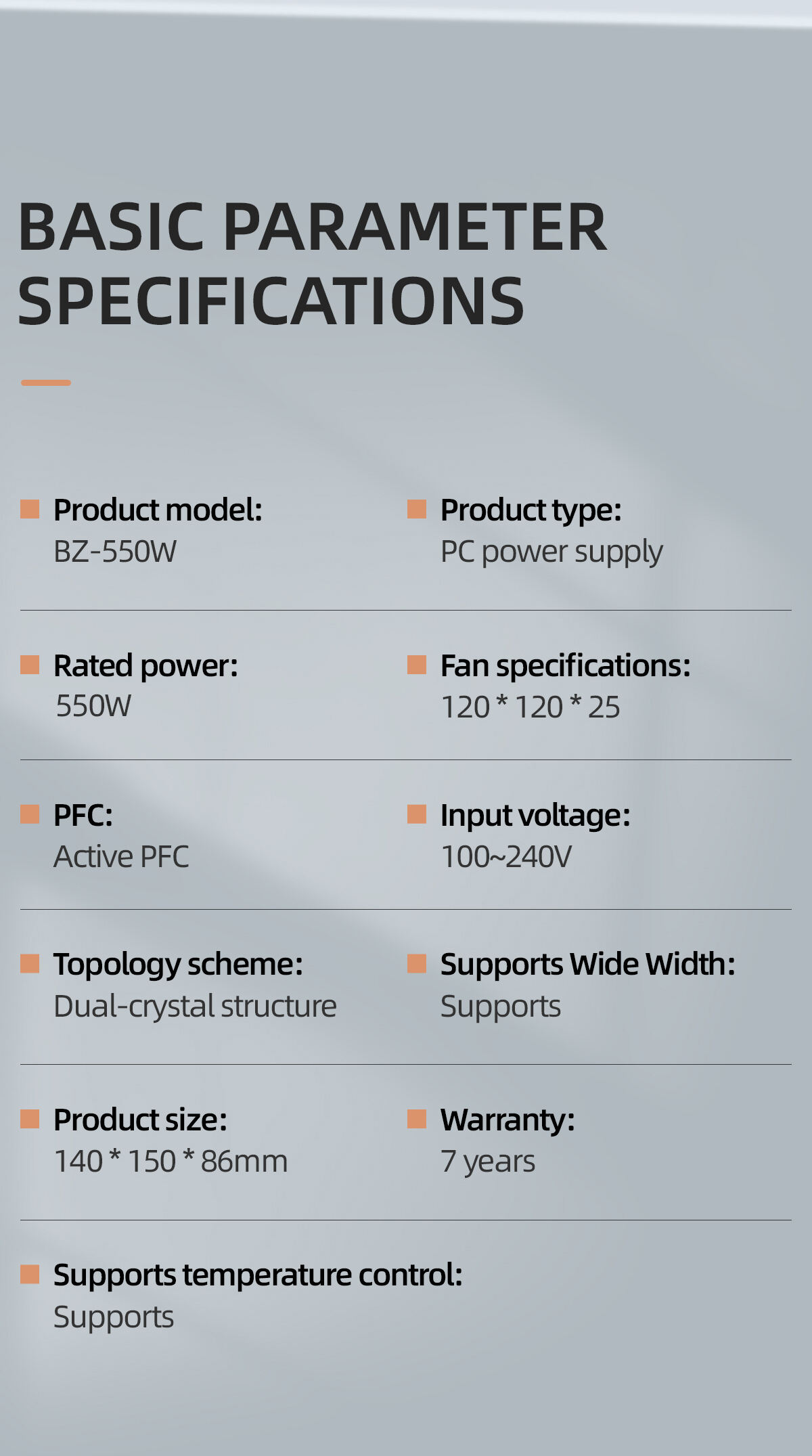08-80Plus Bronze BZ-550W Non modular PC power supply Computer power supply for Chassis.jpg
