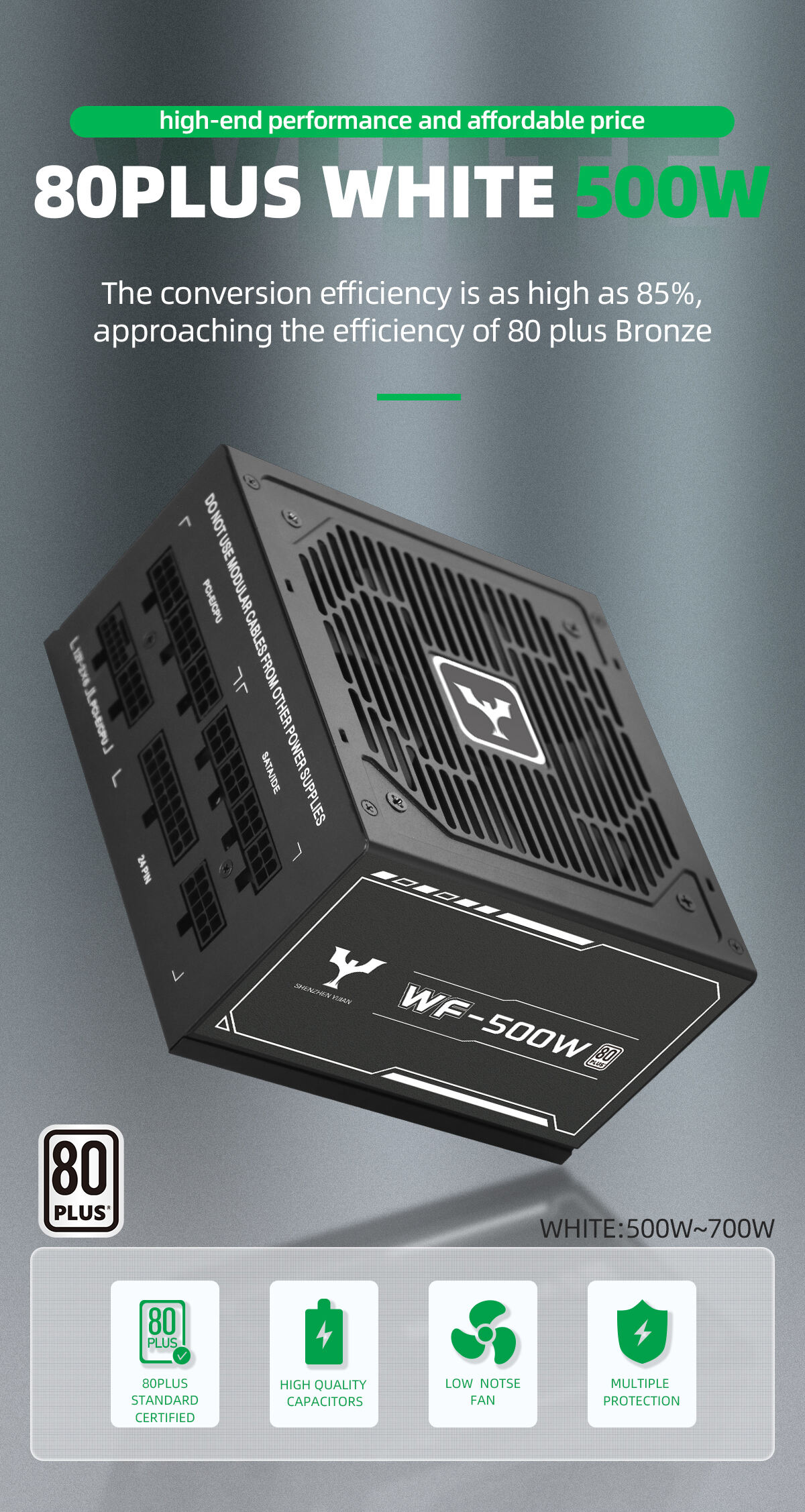 0180Plus White WF-500W Full modular PC power supply Units Computer power supply for Chassis.jpg