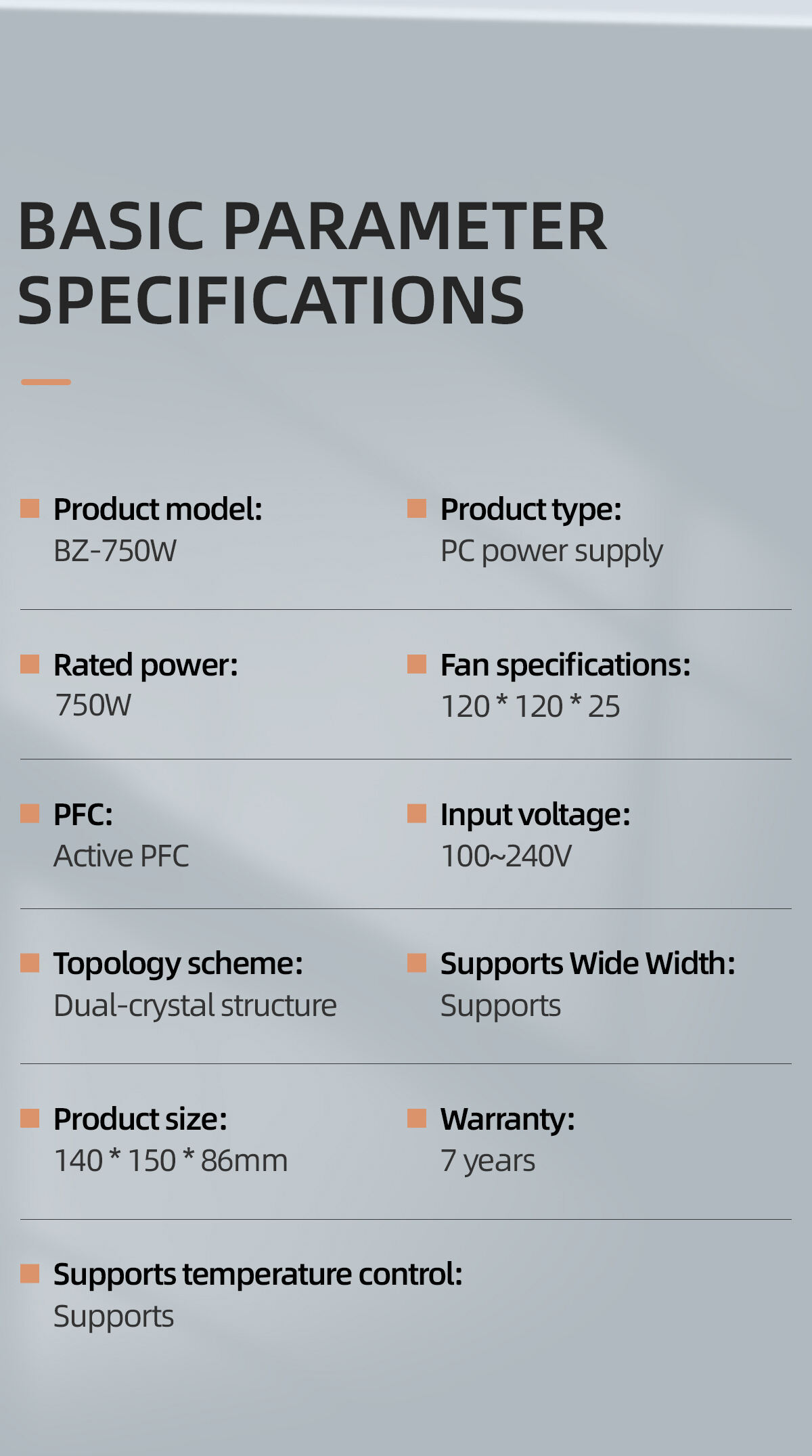 08-80Plus Bronze BZ-750W Non modular PC power supply Computer power supply PC Power Source.jpg