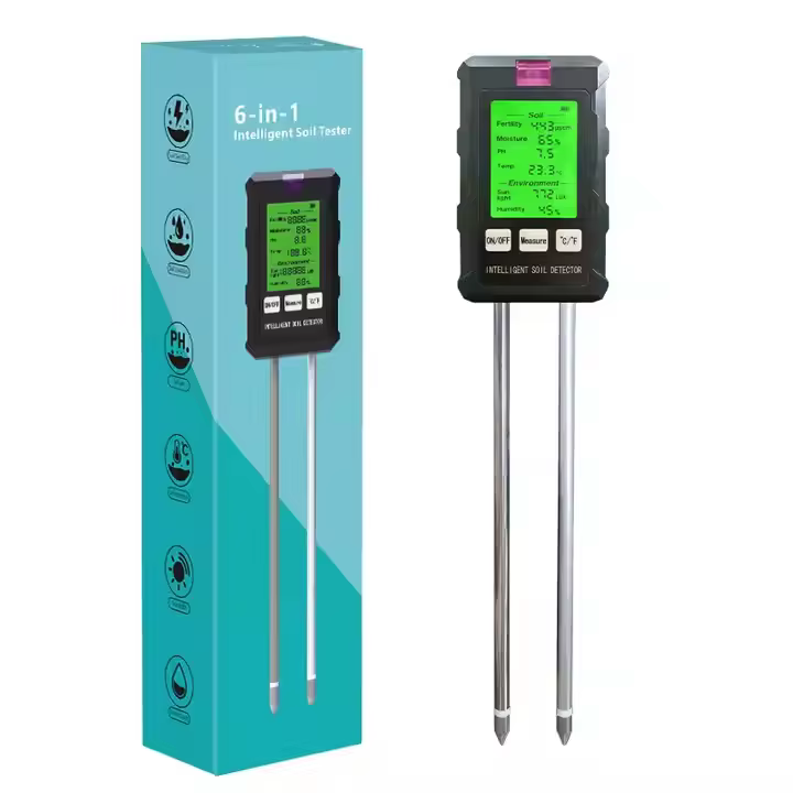 Professional 6-in-1 Soil Meter Soil PH/Fertility/Temperature/Moisture/Environmental Humidity/Light for Plant