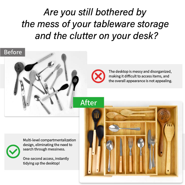 WDF Горячая распродажа разделители ящиков организатор столовых приборов организатор столовых приборов кухонный ящик поднос Органайзеры для ящиков из бамбука для домашнего использования  
