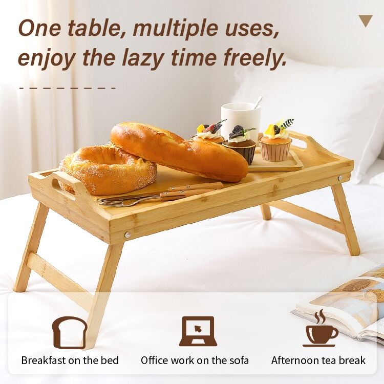 WDF bandeja de madera para desayuno personalizable bandeja de cama plegable de bambú bandejas de madera decoración bandeja de servir de madera  