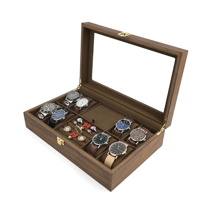 चीनी शैली का लकड़ी का प्रदर्शन बॉक्स ईयररिंग्स, नेकलेस, रिंग्स के लिए, पारदर्शी ज्वेलरी बॉक्स पैकेजिंग बॉक्स