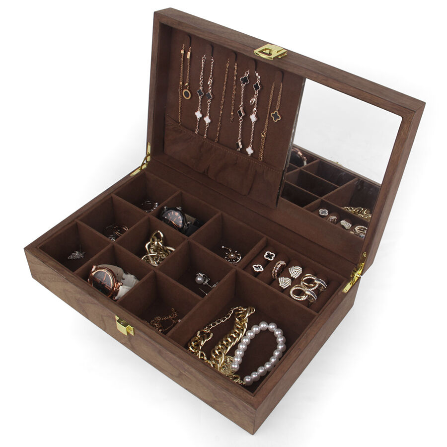 नया 9+2 लकड़ी का घड़ी का बॉक्स, गहने, अंगूठी और हार के भंडारण के लिए बॉक्स, उच्च-स्तरीय गहने का बॉक्स