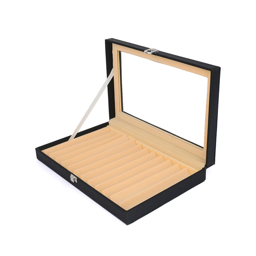 नए स्टॉक में, चमड़े का कलम केस, 12-टुकड़े का फ्लिप-टॉप कलम केस, गिरने से सुरक्षित और दबाव प्रतिरोधी कलम भंडारण बॉक्स।