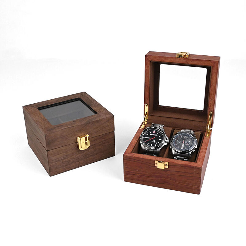 लकड़ी का घड़ी और गहने प्रदर्शन बॉक्स – रेट्रो शैली, स्पष्ट शीर्ष, थोक के लिए स्टॉक में उपलब्ध