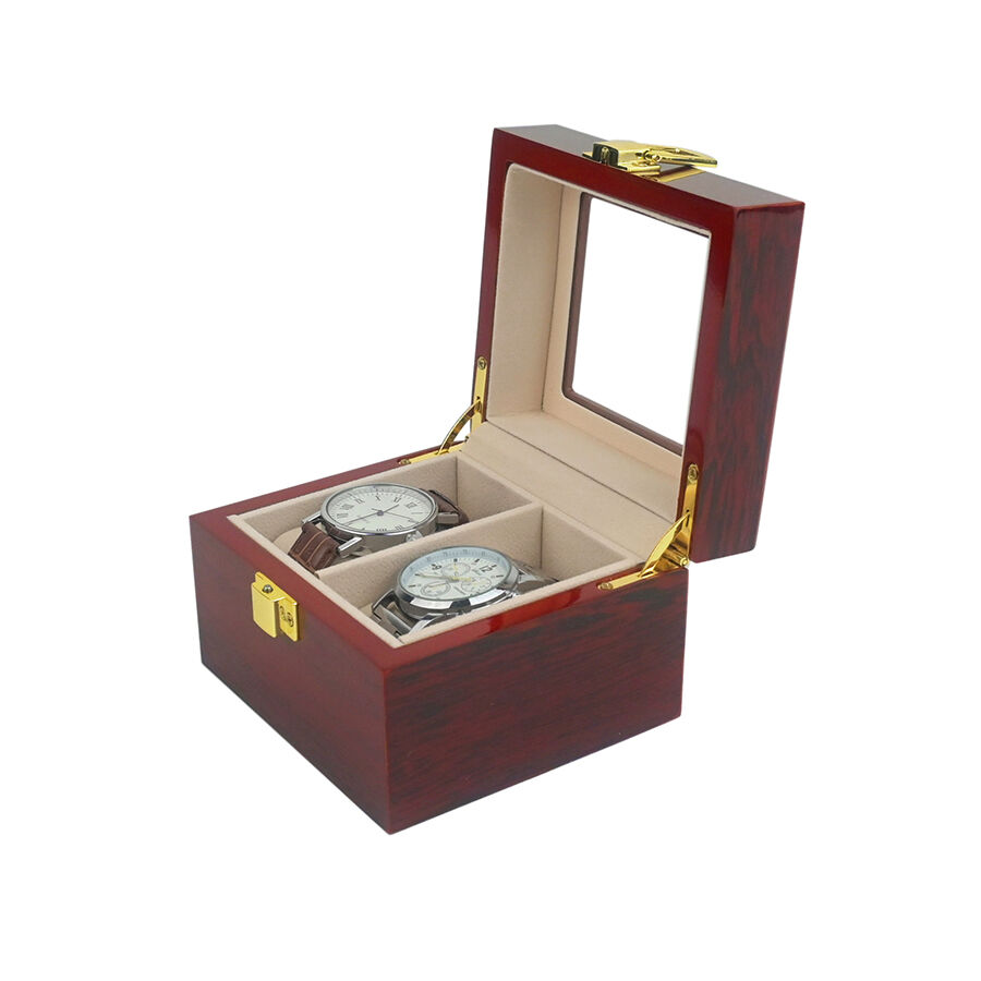 स्टॉक में उपलब्ध रंगीन घड़ी का डिब्बा, लकड़ी का 2-स्थिति वाला फ्लिप-टॉप गहने प्रदर्शन डिब्बा, गहने भंडारण और पैकेजिंग डिब्बा