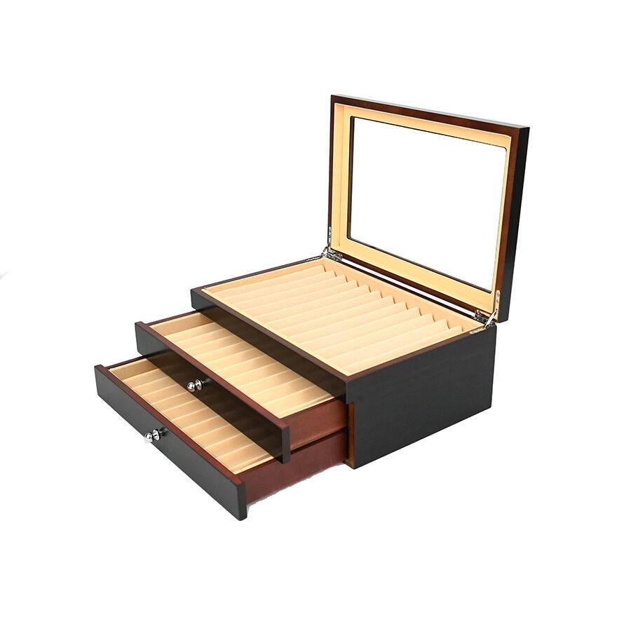 उच्च-स्तरीय लकड़ी का लैकर लगा हुआ फाउंटेन पेन भंडारण बॉक्स, 34 फाउंटेन पेन्स के लिए पैकेजिंग बॉक्स