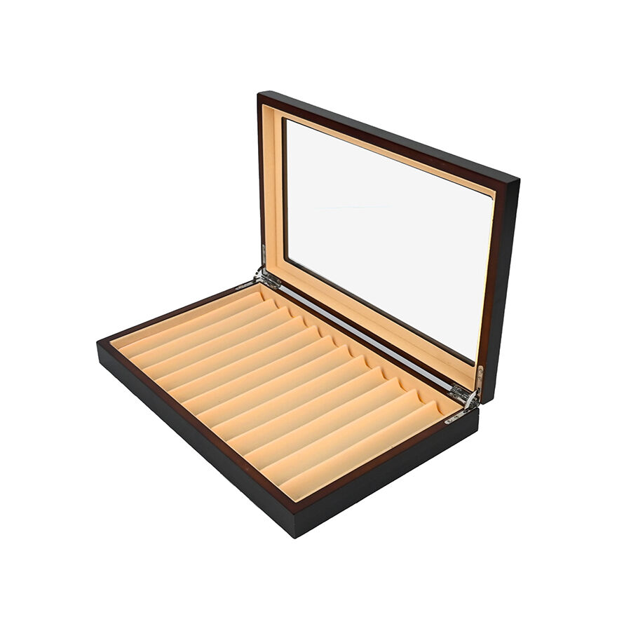 12-स्लॉट वाला रंगीन फाउंटेन पेन बॉक्स, लकड़ी का फाउंटेन पेन बॉक्स, उपहार बॉक्स, पारदर्शी फाउंटेन पेन बॉक्स, प्रदर्शन बॉक्स