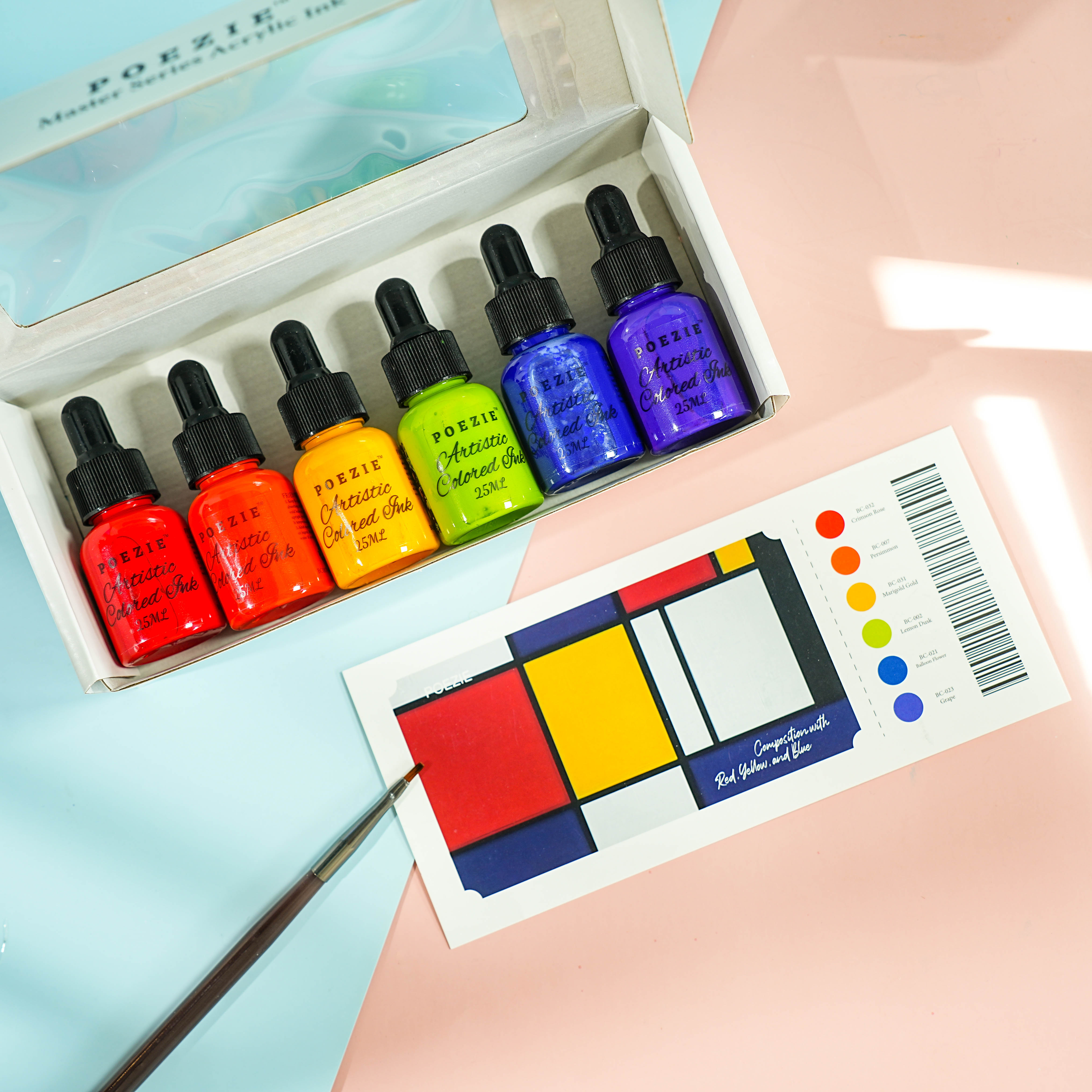 Color Waterproof Acrylic Ink Set (6 Colors)