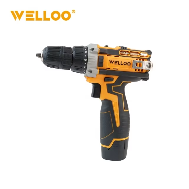 WELLOO 12V Cordless Power Drill 2 BattariesRechargeable Electric Drill for Industrial & DIY Projects