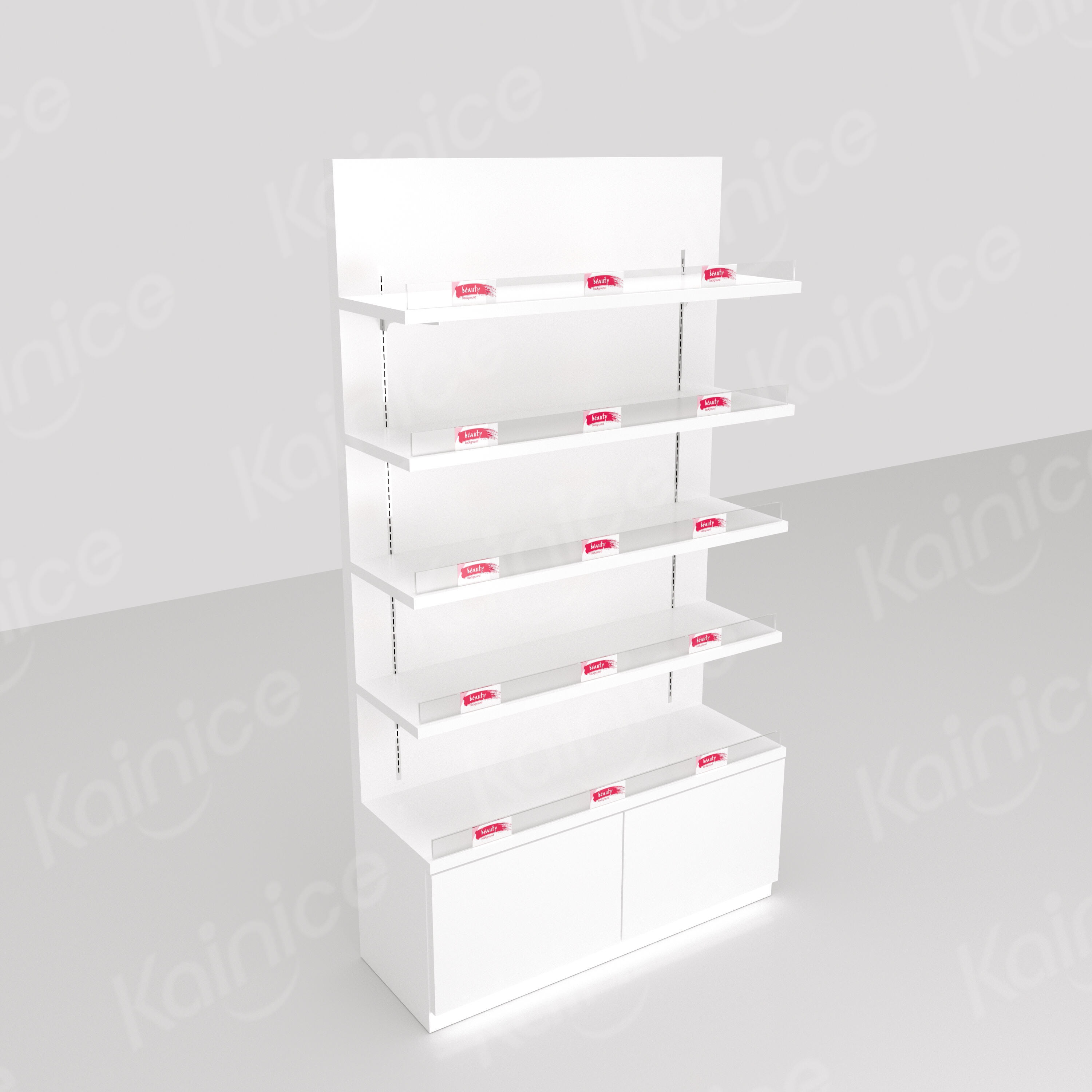 Kainice Beauty Make up Wall Cosmetic Skin Care Display Stand with Led Shop Display Rack Cabinet