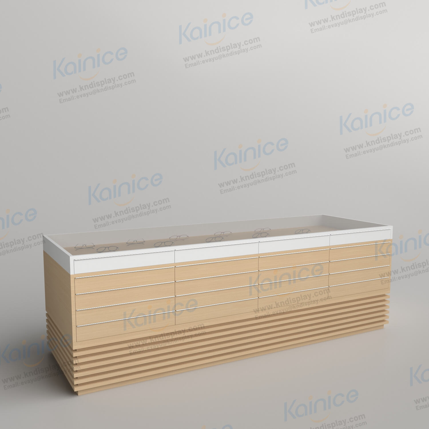 Kainice Brillen Holz-Ablage Tisch mit Beleuchtung