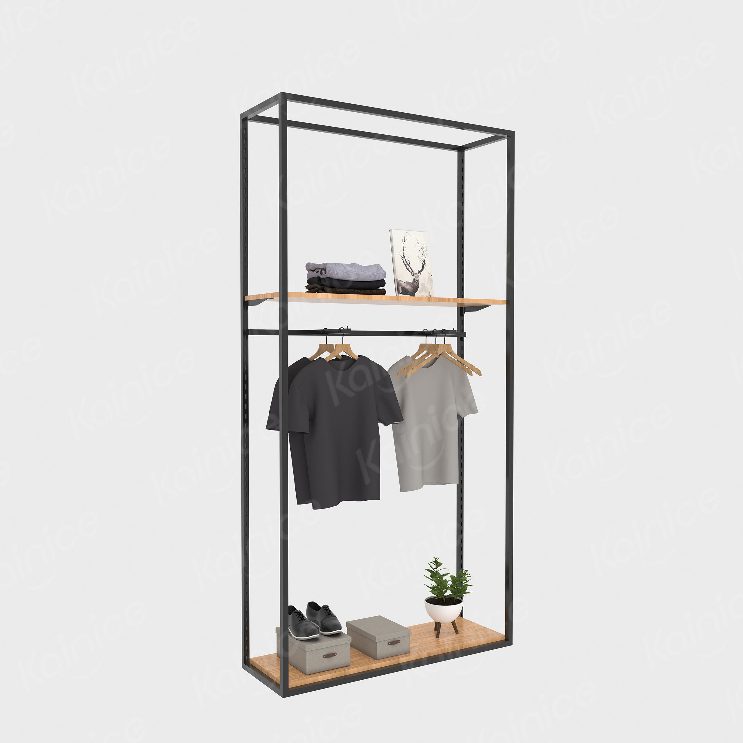 Kainice Clothing Store Adjustbale Metal and Laminate T-Shirt Pants Display Shelves