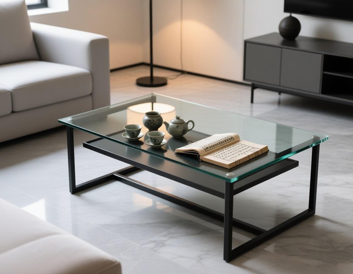 glass display top coffee table